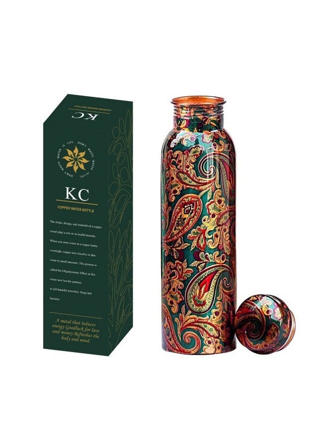 KC Pure Copper Designer Water Bottle with Leak Proof Protection, Ayurveda and Yoga Health Benefits (1000ml, 1Unit) With Lacqure Coating - Image 1
