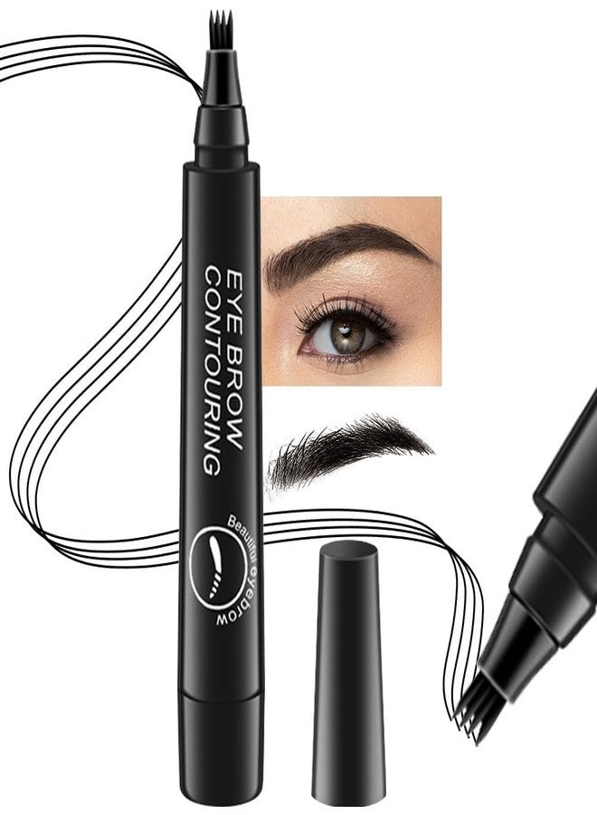 BUZZMEX 4 Point Eyebrow Pencil Black,Waterproof Microblading Eyebrow Pencil with a Micro-Fork Tip Applicator Creates Black Fine Sketch Liquid Eye Brow Pen - Image 2