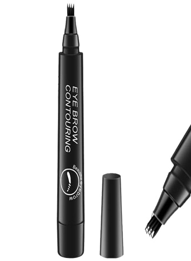 BUZZMEX 4 Point Eyebrow Pencil Black,Waterproof Microblading Eyebrow Pencil with a Micro-Fork Tip Applicator Creates Black Fine Sketch Liquid Eye Brow Pen - Image 1