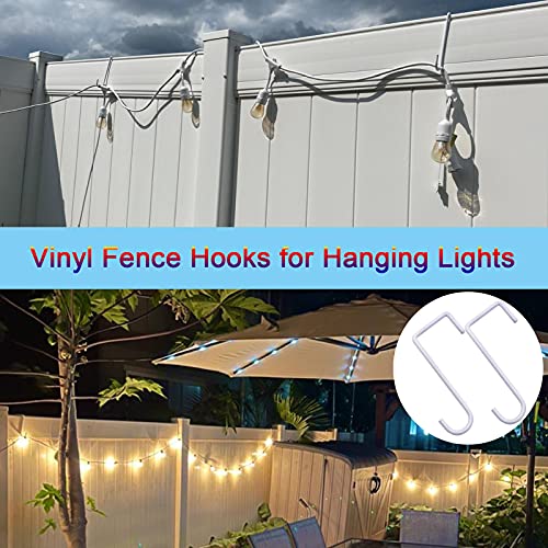 DINGEE 12 Pack Vinyl Fence Hangers, 2 x 6 inch Patio Light Hooks, White Powder Coated Steel Fence Hooks for Hanging Plants, Planters, Bird Feeders, Lights - Image 3