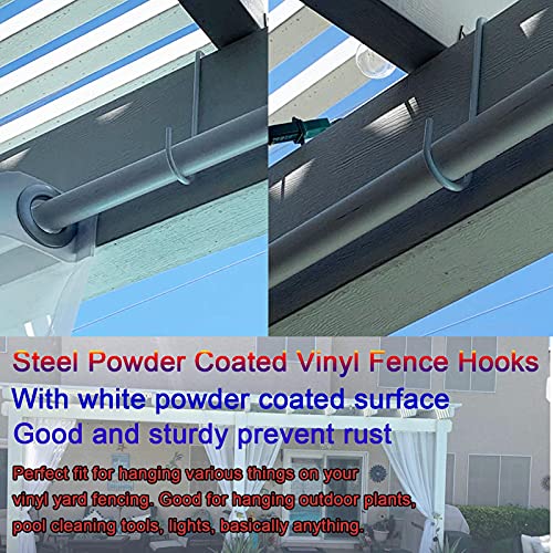 DINGEE 12 Pack Vinyl Fence Hangers, 2 x 6 inch Patio Light Hooks, White Powder Coated Steel Fence Hooks for Hanging Plants, Planters, Bird Feeders, Lights - Image 4