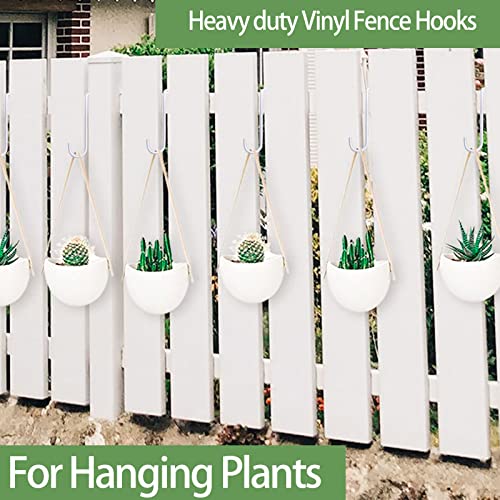 DINGEE 12 Pack Vinyl Fence Hangers, 2 x 6 inch Patio Light Hooks, White Powder Coated Steel Fence Hooks for Hanging Plants, Planters, Bird Feeders, Lights - Image 2