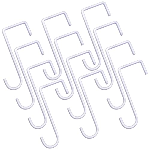 DINGEE 12 Pack Vinyl Fence Hangers, 2 x 6 inch Patio Light Hooks, White Powder Coated Steel Fence Hooks for Hanging Plants, Planters, Bird Feeders, Lights - Image 1