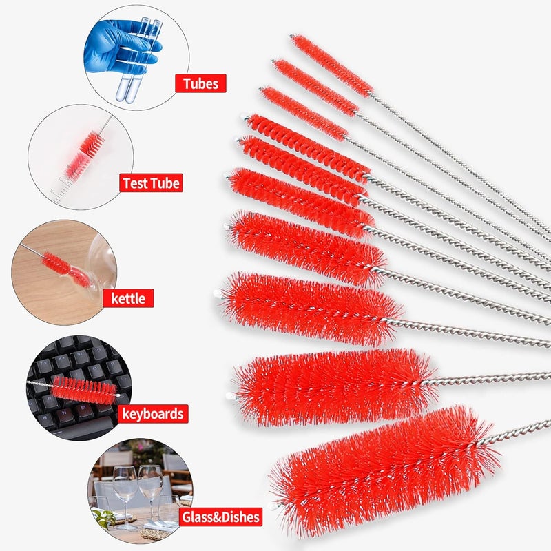 CiaraQ Bottle Cleaning Brushes, 8 Inch Nylon Tube Brush Set, Cleaner for Narrow Neck Bottles Cups with Hook, Set of 10pcs. - Image 2