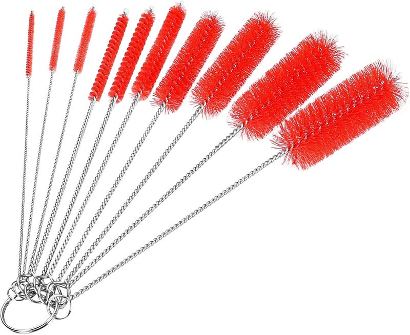 CiaraQ Bottle Cleaning Brushes, 8 Inch Nylon Tube Brush Set, Cleaner for Narrow Neck Bottles Cups with Hook, Set of 10pcs. - Image 1