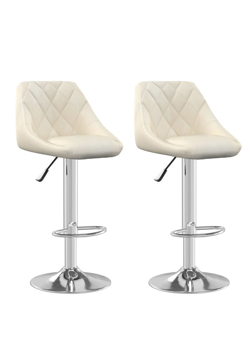 vidaxl Modern Design Bar Stool 2 pcs Cream Velvet  - Image 3