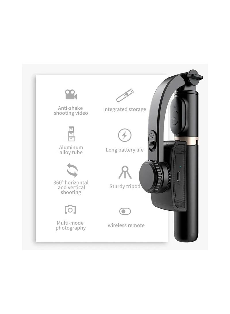 Macon Q08 Mini Handheld Gimbal Stabilizer – 1-Axis Anti-Shake Extendable Selfie Stick & Tripod with Wireless Remote (Black) - Image 4