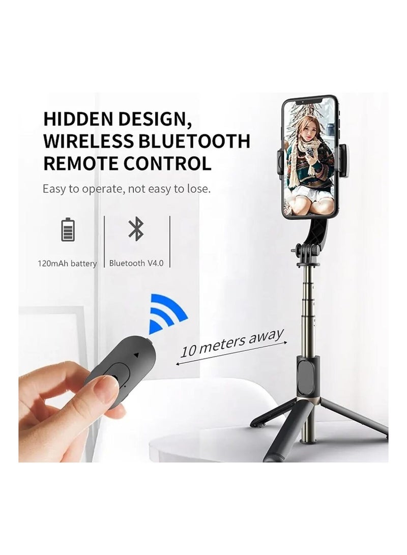 Macon Q08 Mini Handheld Gimbal Stabilizer – 1-Axis Anti-Shake Extendable Selfie Stick & Tripod with Wireless Remote (Black) - Image 3