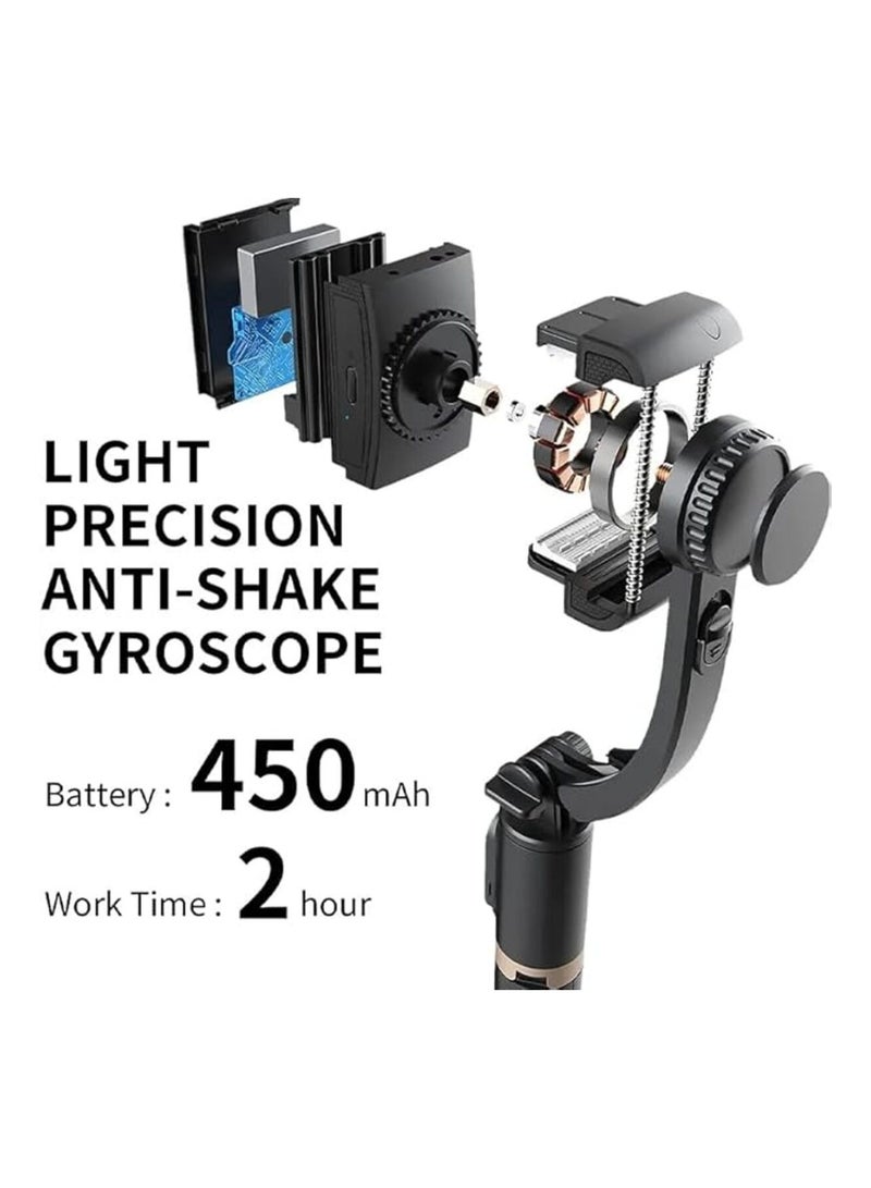 Macon Q08 Mini Handheld Gimbal Stabilizer – 1-Axis Anti-Shake Extendable Selfie Stick & Tripod with Wireless Remote (Black) - Image 5