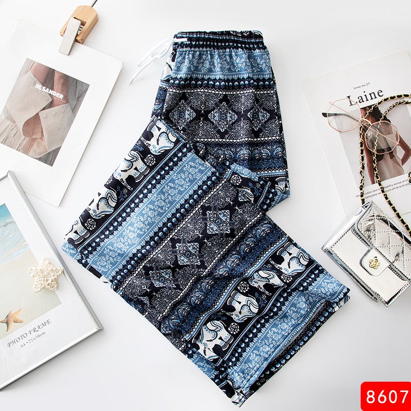 Thailand Yoga Pants Elephant High Waist Wide Leg Pants Beach Pants 2024 New Summer Thin Southeast Asian Hot SellingElephant 607 Elephant 607 