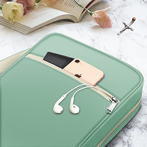 FINPAC Bible Cover, Carrying Book Case Church Bag Bible Protective with Handle and Zippered Pocket, Gift for Mother Lady Women Men, Light Green - Image 5