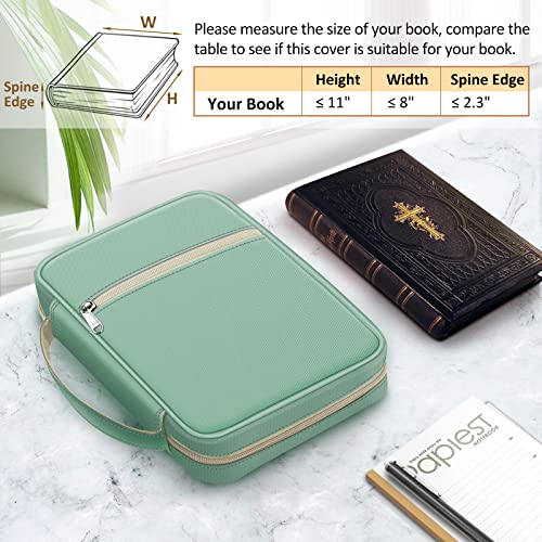 FINPAC Bible Cover, Carrying Book Case Church Bag Bible Protective with Handle and Zippered Pocket, Gift for Mother Lady Women Men, Light Green - Image 2