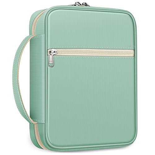 FINPAC Bible Cover, Carrying Book Case Church Bag Bible Protective with Handle and Zippered Pocket, Gift for Mother Lady Women Men, Light Green - Image 1