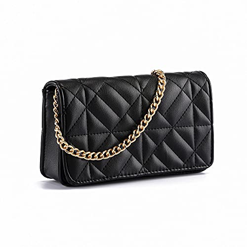 Ayliss Mini Women Crossbody Handbag Shoulder Handbags Evening Clutch Cellphone Wallet Purse PU Leather Bag with Chain (Black, Mini) - Image 2