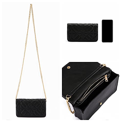 Ayliss Mini Women Crossbody Handbag Shoulder Handbags Evening Clutch Cellphone Wallet Purse PU Leather Bag with Chain (Black, Mini) - Image 4