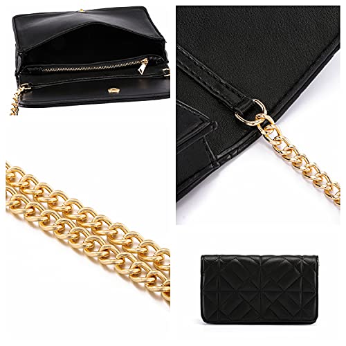 Ayliss Mini Women Crossbody Handbag Shoulder Handbags Evening Clutch Cellphone Wallet Purse PU Leather Bag with Chain (Black, Mini) - Image 5