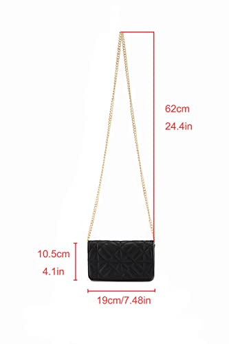 Ayliss Mini Women Crossbody Handbag Shoulder Handbags Evening Clutch Cellphone Wallet Purse PU Leather Bag with Chain (Black, Mini) - Image 3