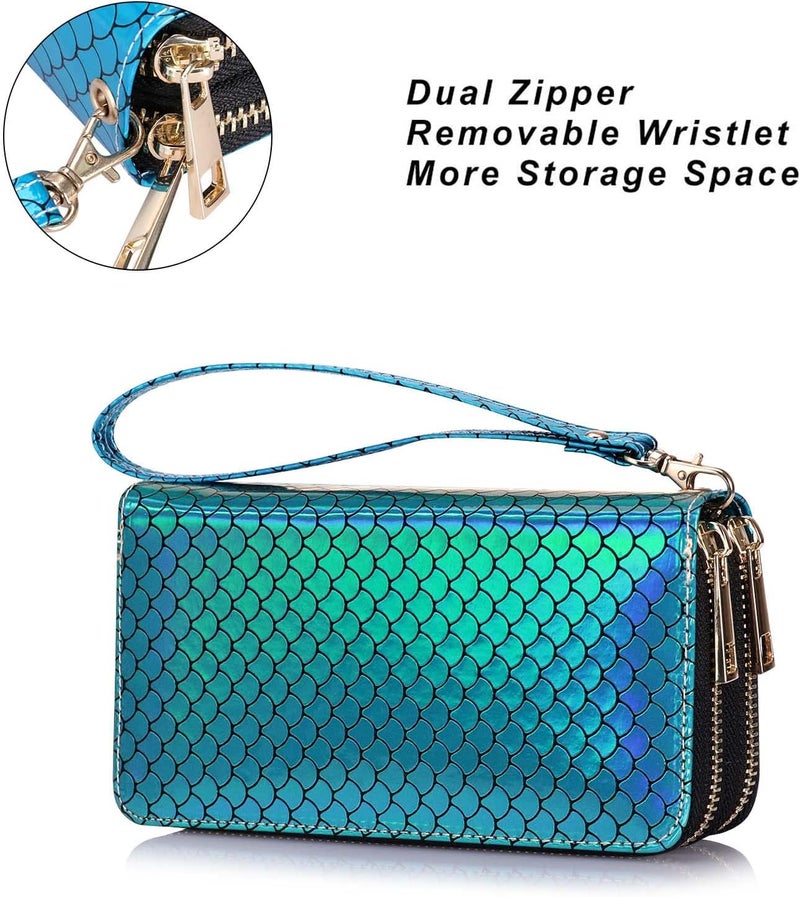 HAWEE Cellphone Wallet for Women Dual Zipper Long Purse with Removable Wristlet - Image 5