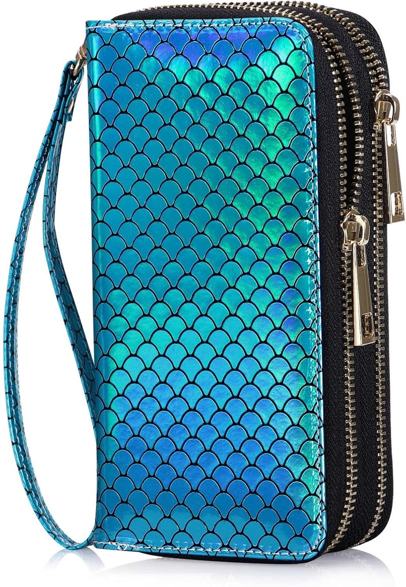 HAWEE Cellphone Wallet for Women Dual Zipper Long Purse with Removable Wristlet - Image 1