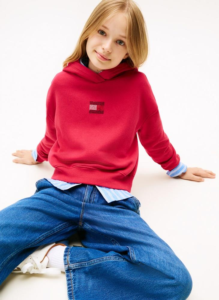 TOMMY HILFIGER Kids Rhine Stone Flag Hoodie - Image 3