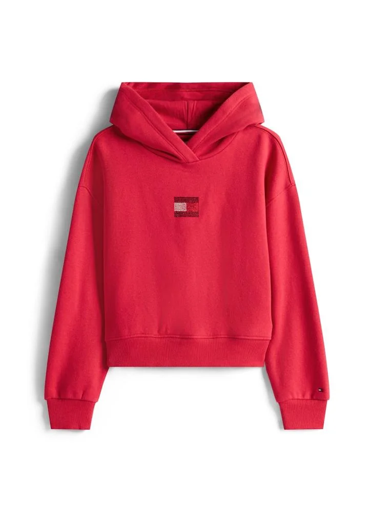 Tommy Hilfiger red Kids Rhine Stone Flag Hoodie for Women | Best Price UAE