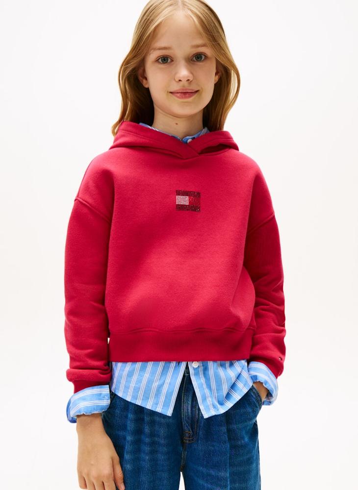 TOMMY HILFIGER Kids Rhine Stone Flag Hoodie - Image 1