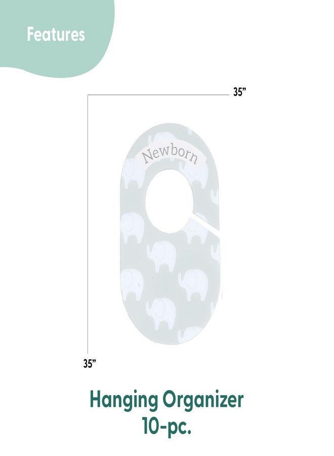 The Peanut Shell The Peanutshell 10 Pack Baby Closet Dividers Boy or Girl, Baby Clothes Organizer, Toddler Hanger, Closet Size Dividers, Nursery Organization for Clothing Storage, Newborn to 2T; Elephant Nursery Decor - Image 2