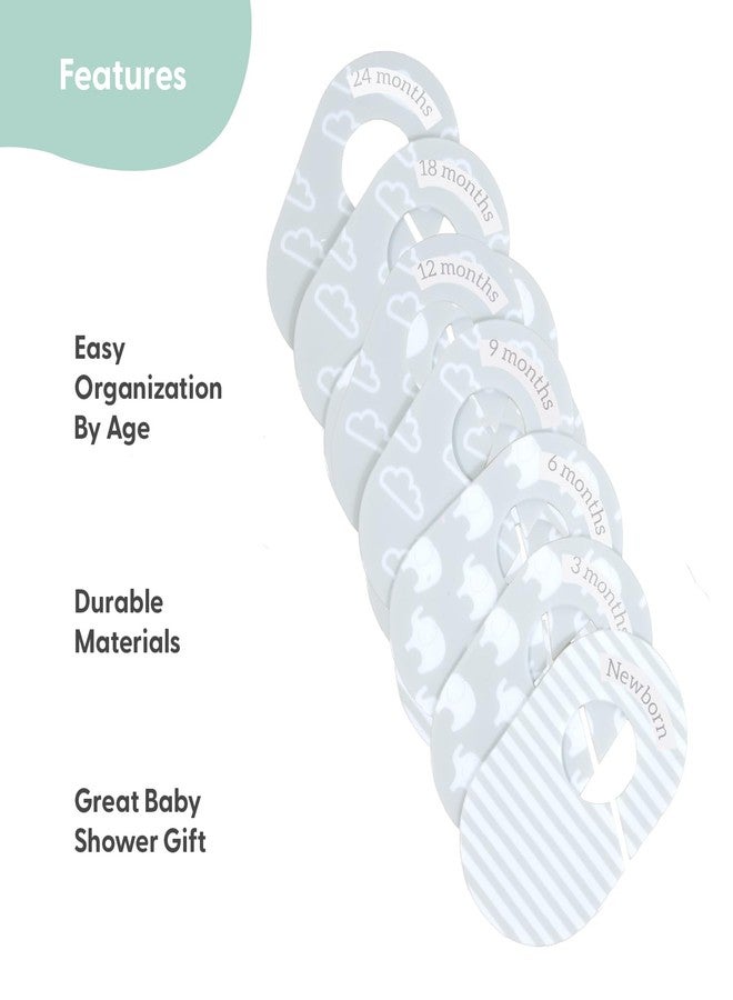 The Peanut Shell The Peanutshell 10 Pack Baby Closet Dividers Boy or Girl, Baby Clothes Organizer, Toddler Hanger, Closet Size Dividers, Nursery Organization for Clothing Storage, Newborn to 2T; Elephant Nursery Decor - Image 3