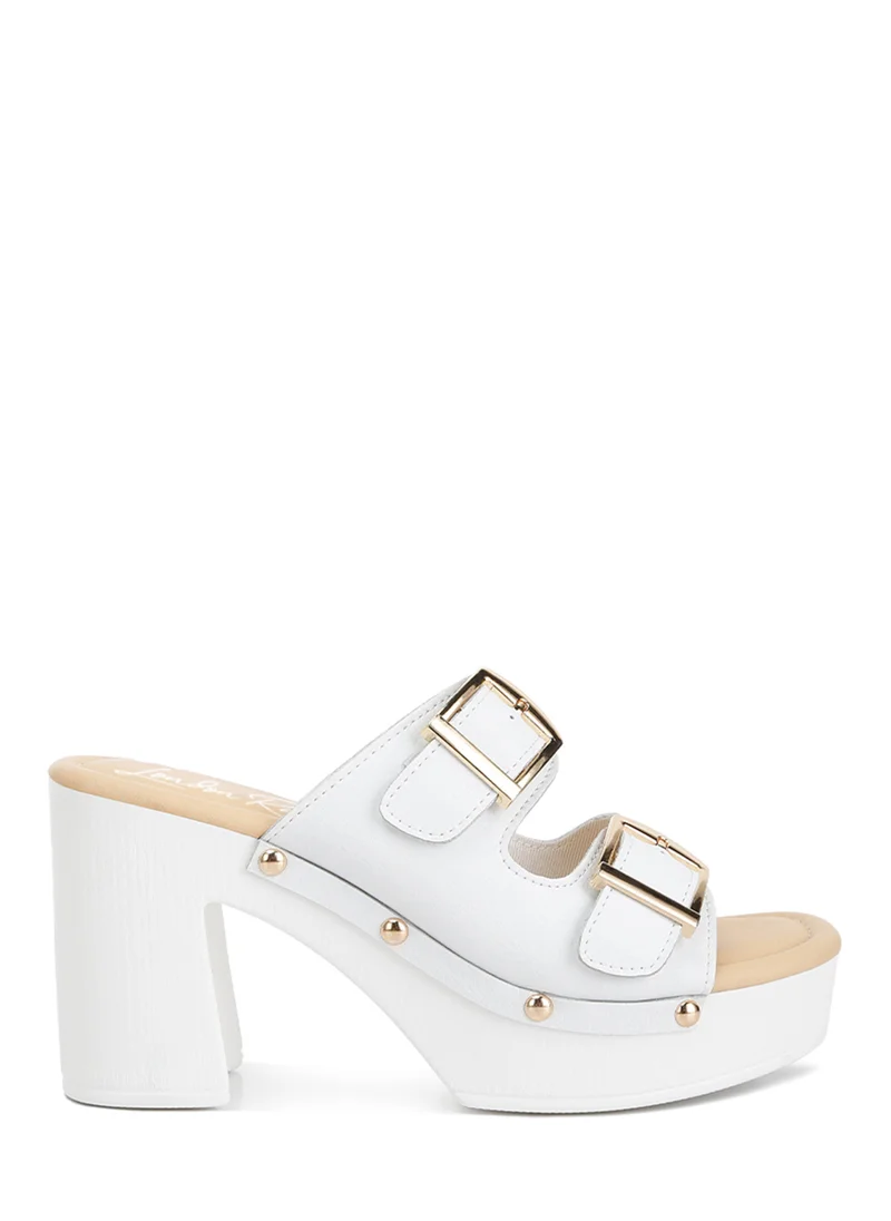 London Rag White Dual Buckle Strap Clogs