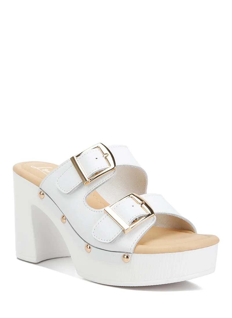 London Rag White Dual Buckle Strap Clogs