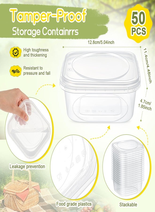 Yiyiring 50 Pack 12 oz Tamper Proof Containers with Lid Square Deli Plastic Sandwich Tiramisu Airtight Meal Container with Lids for Kitchen Storage - Image 3
