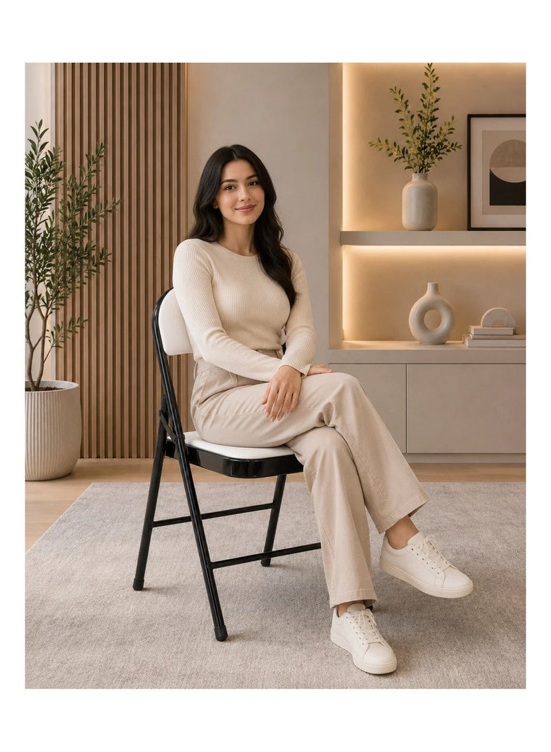 متجر ان زون كرسي جلد قابل للطي بقياس 88×47×50 سم – تصميم عملي متعدد الاستخدامات بمقعد مريح وهيكل معدني متين للمنازل والمكاتب وقاعات الاجتماعات - Image 2