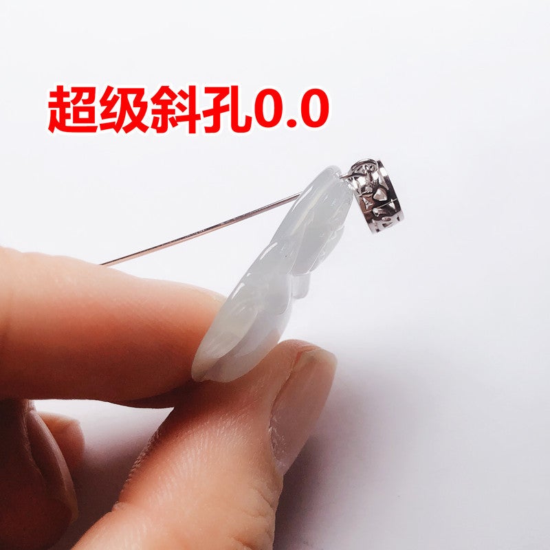 S925 Sterling Silver Pendant Universal Hollow Pin Buckle Jade Pendant Jade Handmade Silver Buckle Head Pendant Buckle Inclined Hole Fine Hole - Image 4
