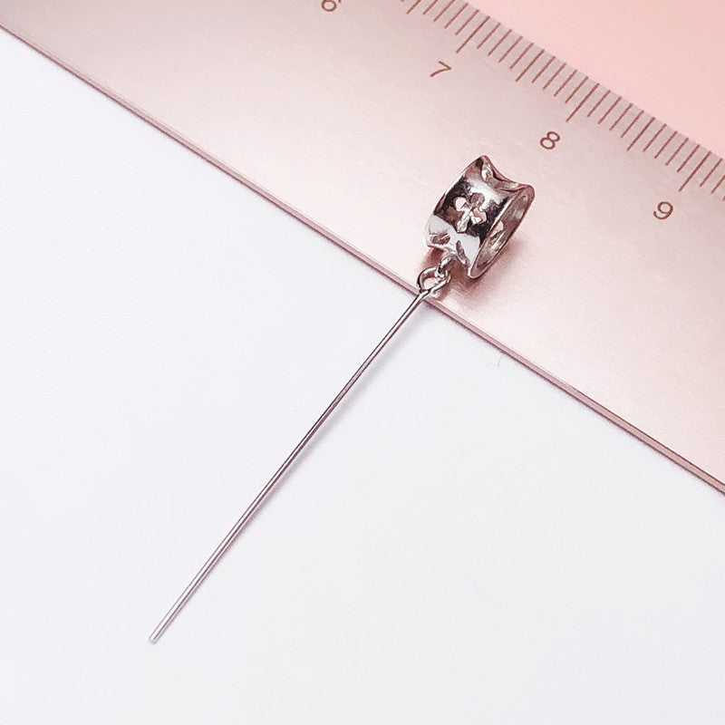 S925 Sterling Silver Pendant Universal Hollow Pin Buckle Jade Pendant Jade Handmade Silver Buckle Head Pendant Buckle Inclined Hole Fine Hole - Image 1