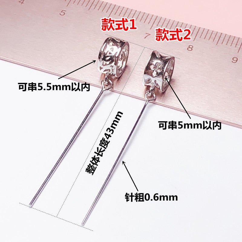 S925 Sterling Silver Pendant Universal Hollow Pin Buckle Jade Pendant Jade Handmade Silver Buckle Head Pendant Buckle Inclined Hole Fine Hole - Image 5