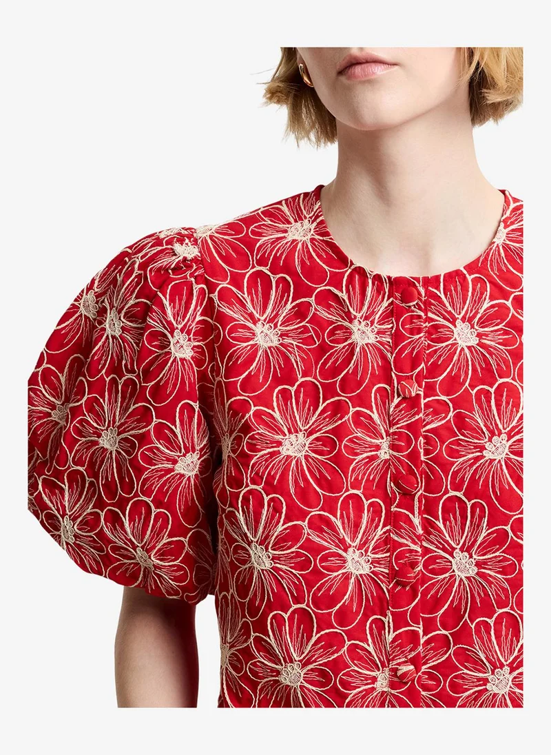 French Connection  Women's Watermelon Red Rorry Cotton Broidered Button Through Shirt for Women | Best Price UAE