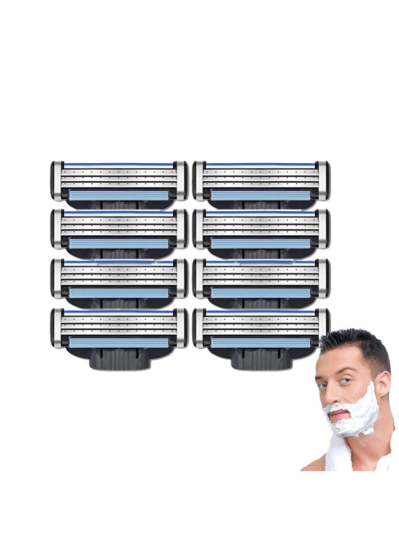 SYOSI Razor Blades Refills for Mach 3, Manual Turbo Mens Razor Blade 3 Layers Refills, Hair Removal Device Blades for Men, Designed for Sensitive Skin-Use with Shaving Cream for Shaving 8Pcs  - Image 1