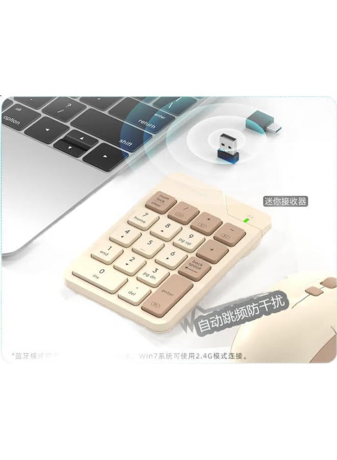 A4TECH A4Tech Fbk21C 18-Key Wireless/Bluetooth Membrane Keyboard For Financial Accounting Mini Portable Notebook Computer External Independent Charging Fly Time Digital Keypad Milk Tea Brown - Image 3