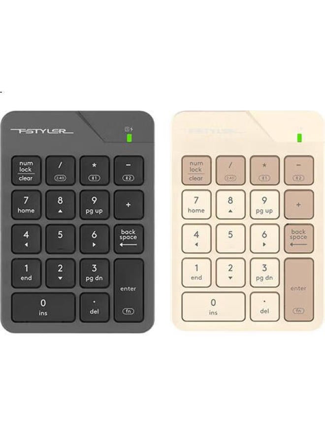 A4TECH A4Tech Fbk21C 18-Key Wireless/Bluetooth Membrane Keyboard For Financial Accounting Mini Portable Notebook Computer External Independent Charging Fly Time Digital Keypad Milk Tea Brown - Image 1