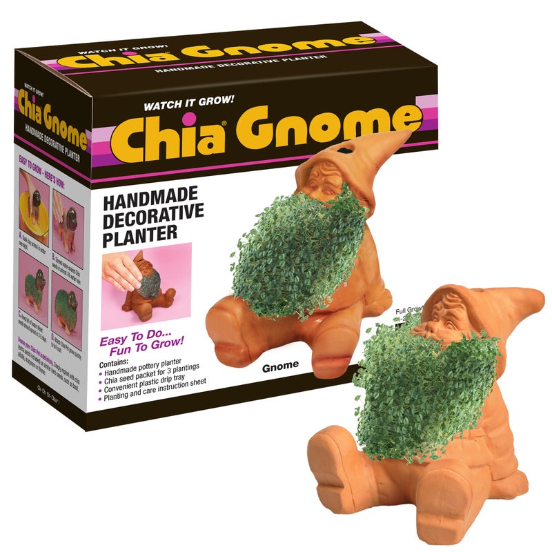 Chia Chia Pet Gnome with Seed Pack, Decorative Pottery Planter, Easy to Do and Fun to Grow, Novelty Gift, Perfect for Any Occasion  - Image 1