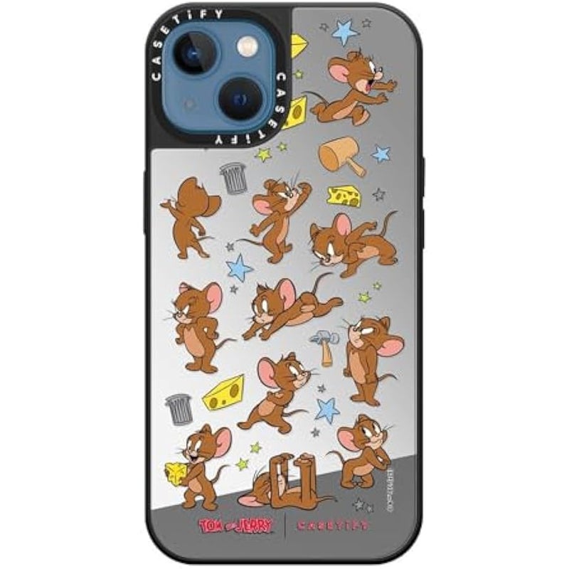 كاستيفي CASETiFY Mirror Case for iPhone 13 【Tom and Jerry Colab/Reflective / 4.9ft Drop Protection/Compatible with Magsafe】 - Jerry Pattern - Silver on Black - Image 4