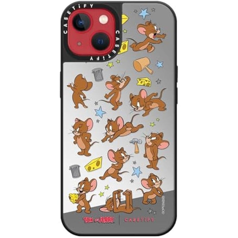 كاستيفي CASETiFY Mirror Case for iPhone 13 【Tom and Jerry Colab/Reflective / 4.9ft Drop Protection/Compatible with Magsafe】 - Jerry Pattern - Silver on Black - Image 5