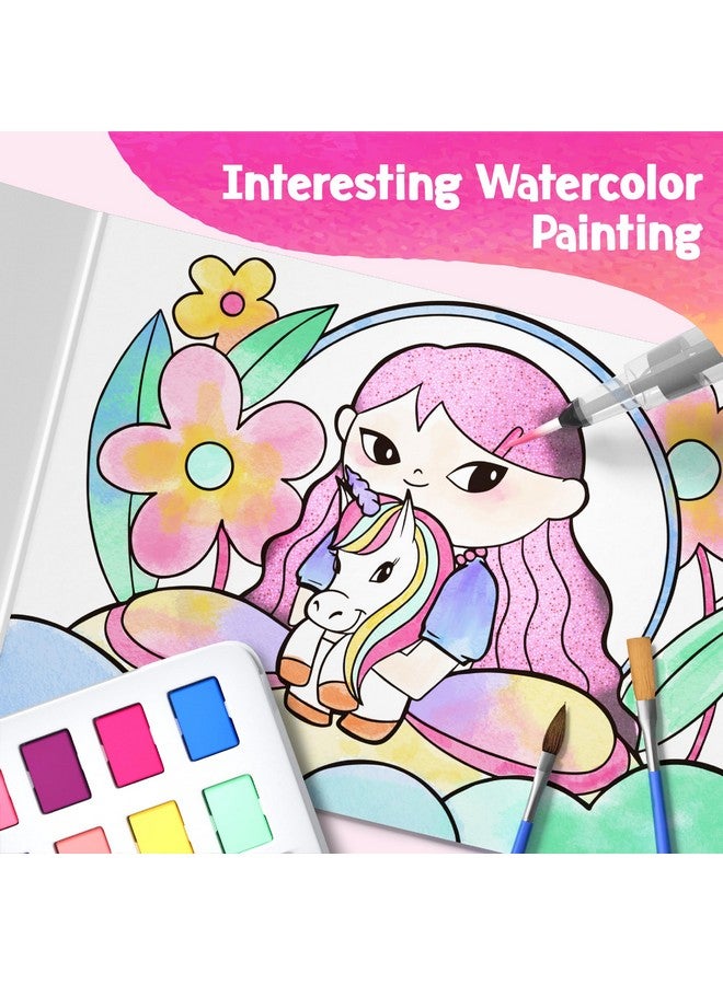 AMOSTING Paint with Water Coloring Books for Kids, 3PCS Watercolor Paint Books Sets, 32 Unicorn Pages Total, Arts and Crafts for Kids Ages 4-6-8-12 with 3 Paint Brushes and 3 Coloring Activity Books (unicorn) - Image 4
