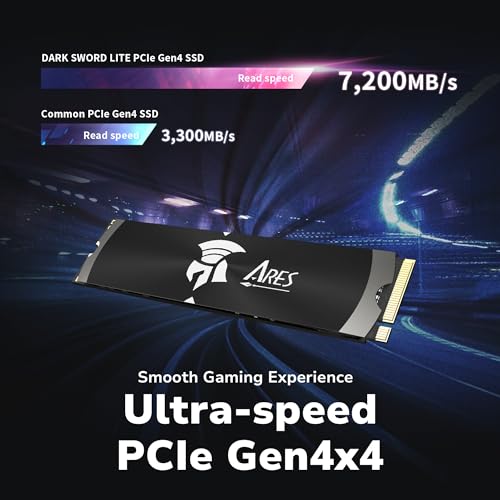 DATO Gen4 SSD with Heatsink 1TB NVMe PCIe 4.0 M.2 2280 Up to 7200/6850MB/s High Performance SSD for Gaming Creation – Ares Dark Sword Lite - Image 3