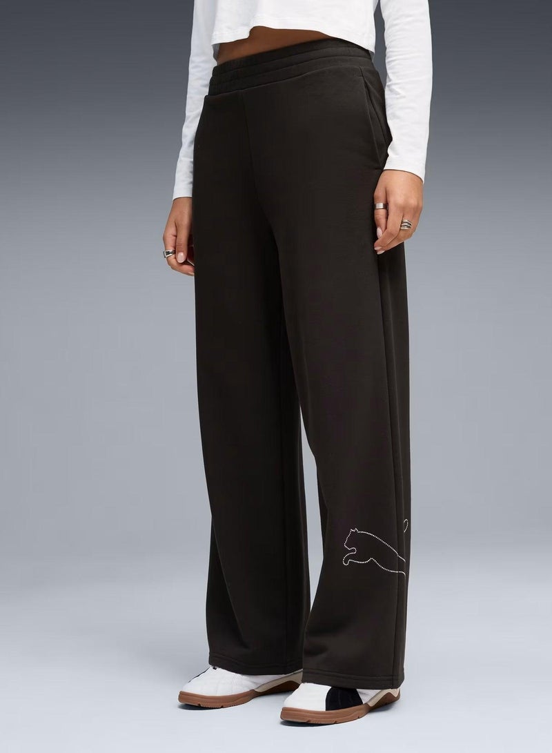 بوما بنطلون واسع الساق عالي الخصر مزين بالترتر - Image 1