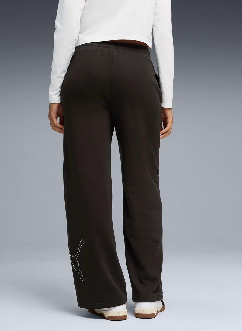 بوما بنطلون واسع الساق عالي الخصر مزين بالترتر - Image 2