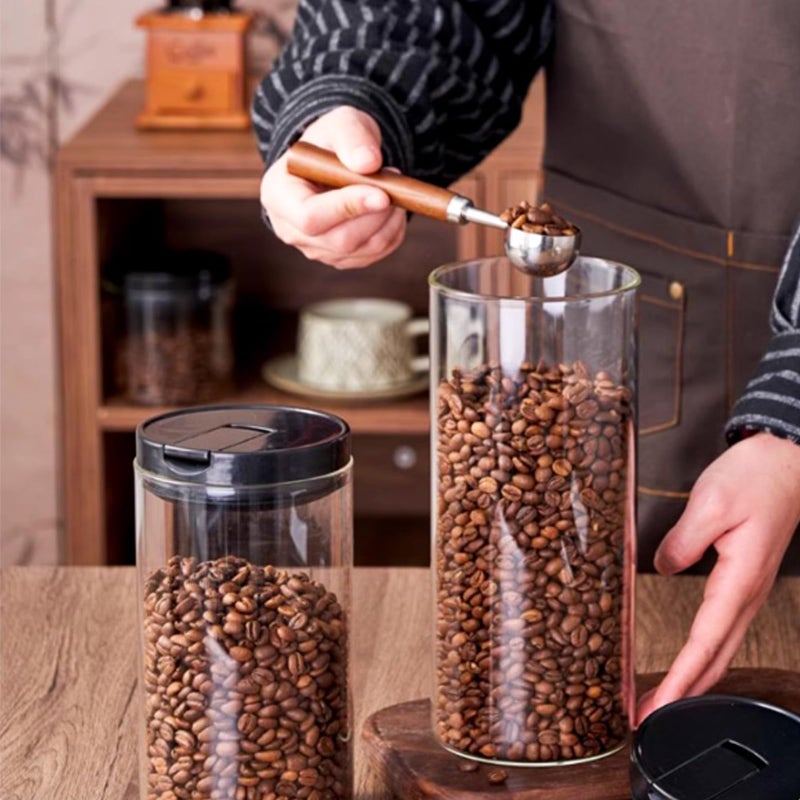 FEOOWV 1.9L/12inch Pasta Storage Jars-Spaghetti Container Glass Pasta Jar with Lid- Airtight Dry Food Storage Kitchen Canister for Snacks Macaroni Noodles Candy (Black) - Image 3