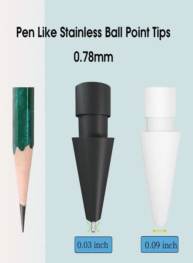 ريير رؤوس أقلام REEYEAR (شبيهة بالقلم) متوافقة مع قلم Apple iPad Pro من الجيل الثاني، 0.78 مم، طرف دقيق لا يتآكل، تحكم دقيق، رأس قلم Apple، أطراف طويلة مصنوعة من مادة عالية المتانة، أسود - Image 2