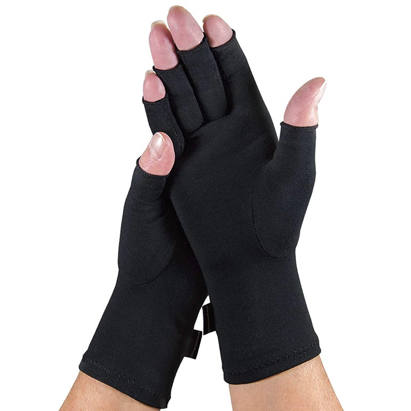 IMAK Brownmed Compression Arthritis Gloves - Fingerless Compression Gloves - Supports Circulation - Black - Medium - Image 1