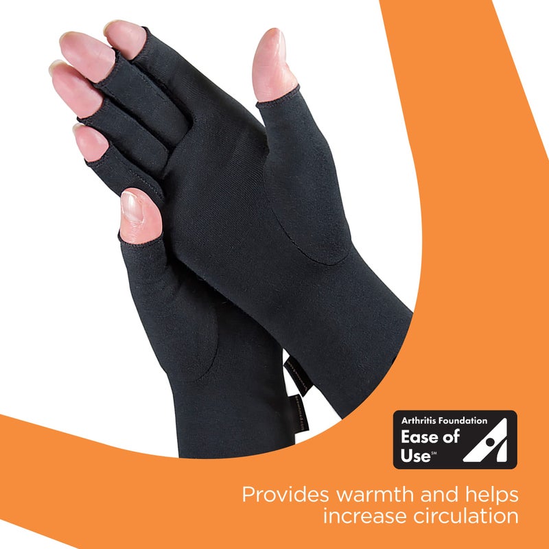 IMAK Brownmed Compression Arthritis Gloves - Fingerless Compression Gloves - Supports Circulation - Black - Medium - Image 5